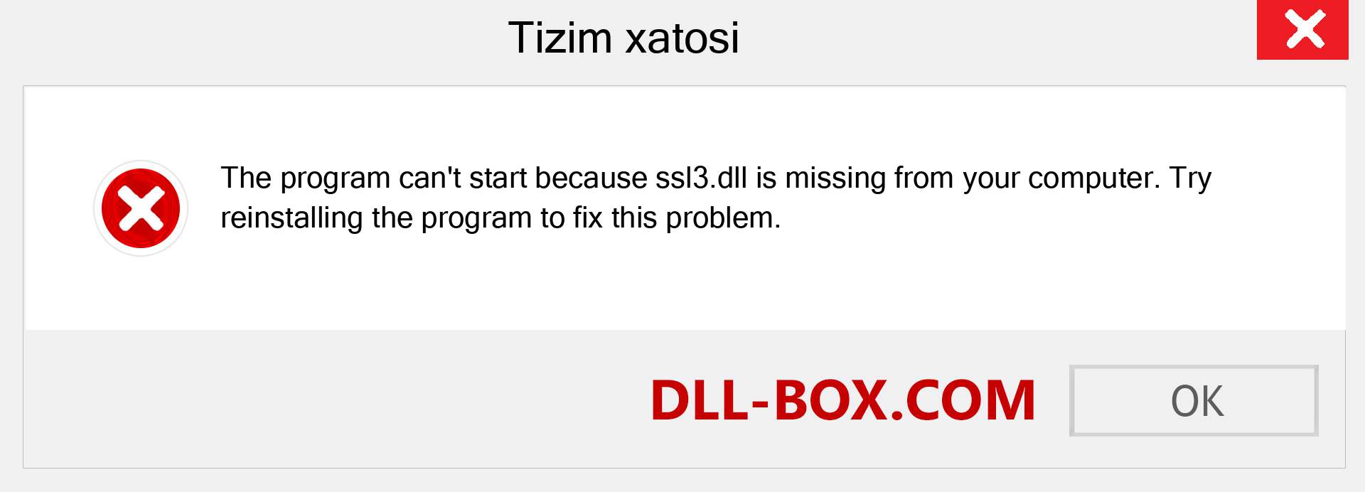 ssl3.dll fayli yo'qolganmi?. Windows 7, 8, 10 uchun yuklab olish - Windowsda ssl3 dll etishmayotgan xatoni tuzating, rasmlar, rasmlar